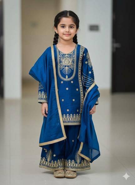 Trending New Ramzan Eid Special Silk Blue Bulk children clothes